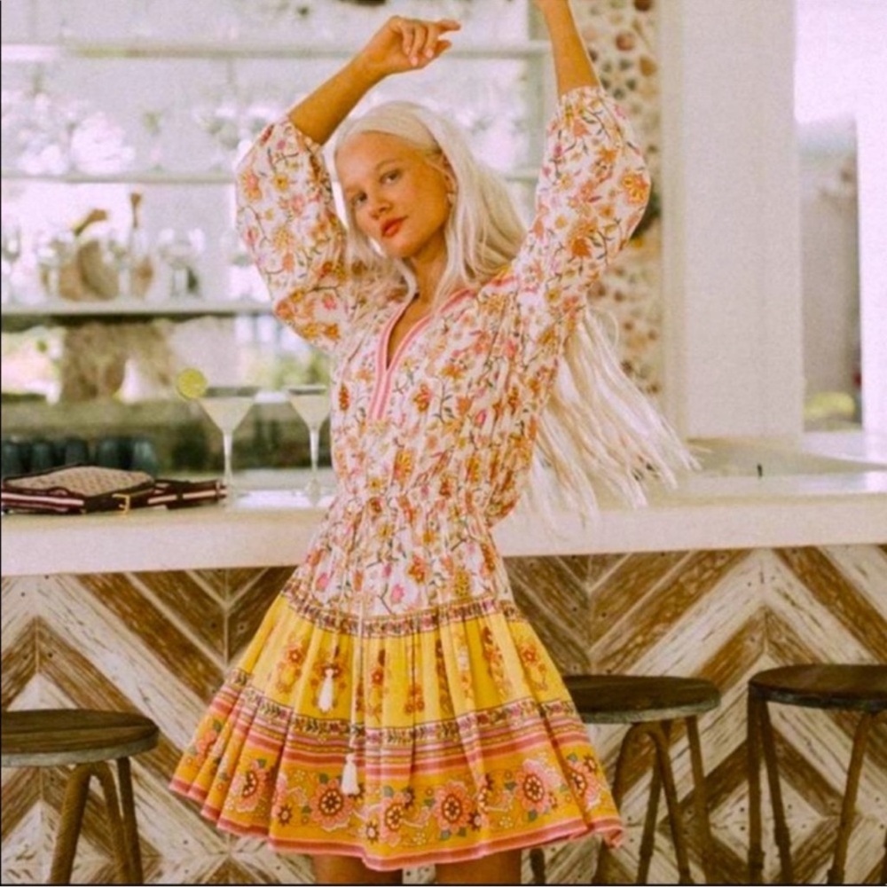 SPELL & The Gypsy Collective Portobello Road Long Sleeve Playdress in Honey Dew